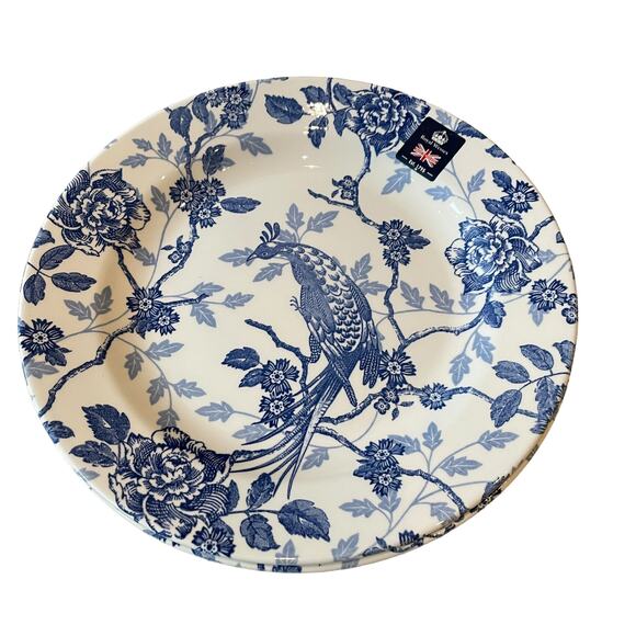 ROYAL WESSEX KUJAKU Bird 10.5” Dinner Plates Set of 2 Blue & White Pheasant NEW - Picture 6 of 8